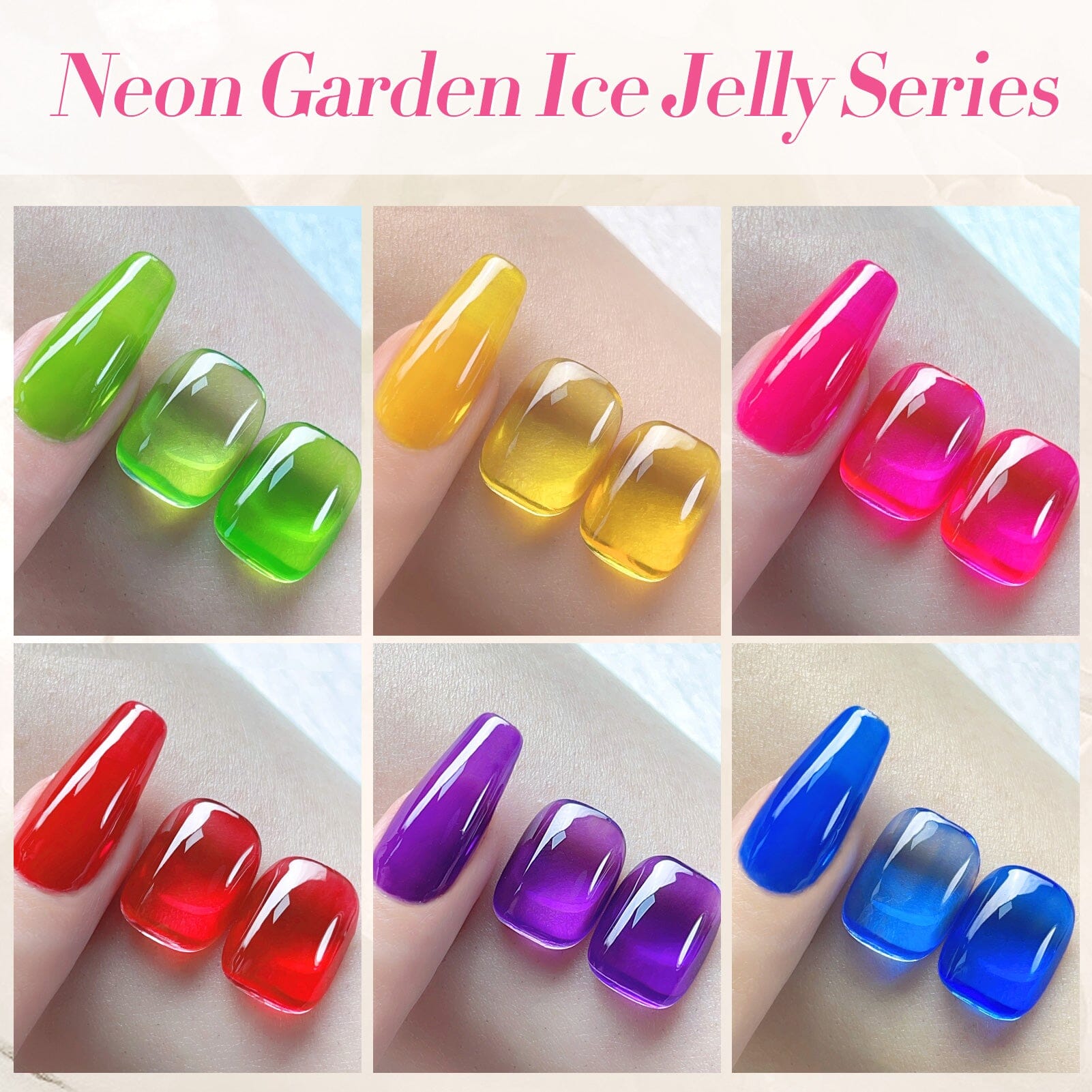 6 Colors Ice Jelly Gel Polish Set Neon Garden 7ml Gel Nail Polish BORN PRETTY 