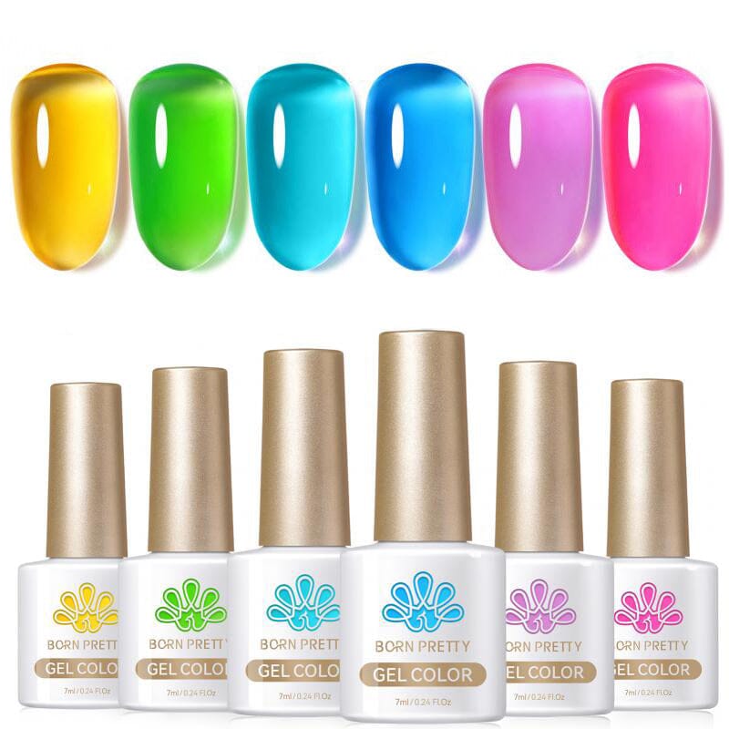 6 Colors Jelly Gel J38 Summer Soda 7ml Gel Nail Polish BORN PRETTY 