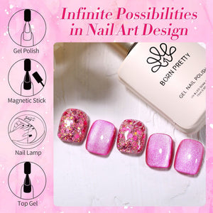 Rose Red Cat Magnetic Gel Polish 15ml Gel Nail Polish BORN PRETTY 