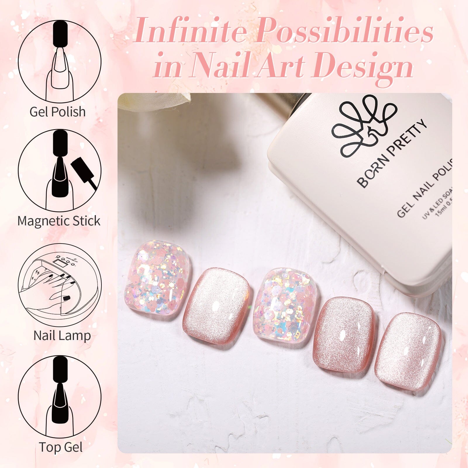 Pink Cat Magnetic Gel 15ml Gel Nail Polish BORN PRETTY 