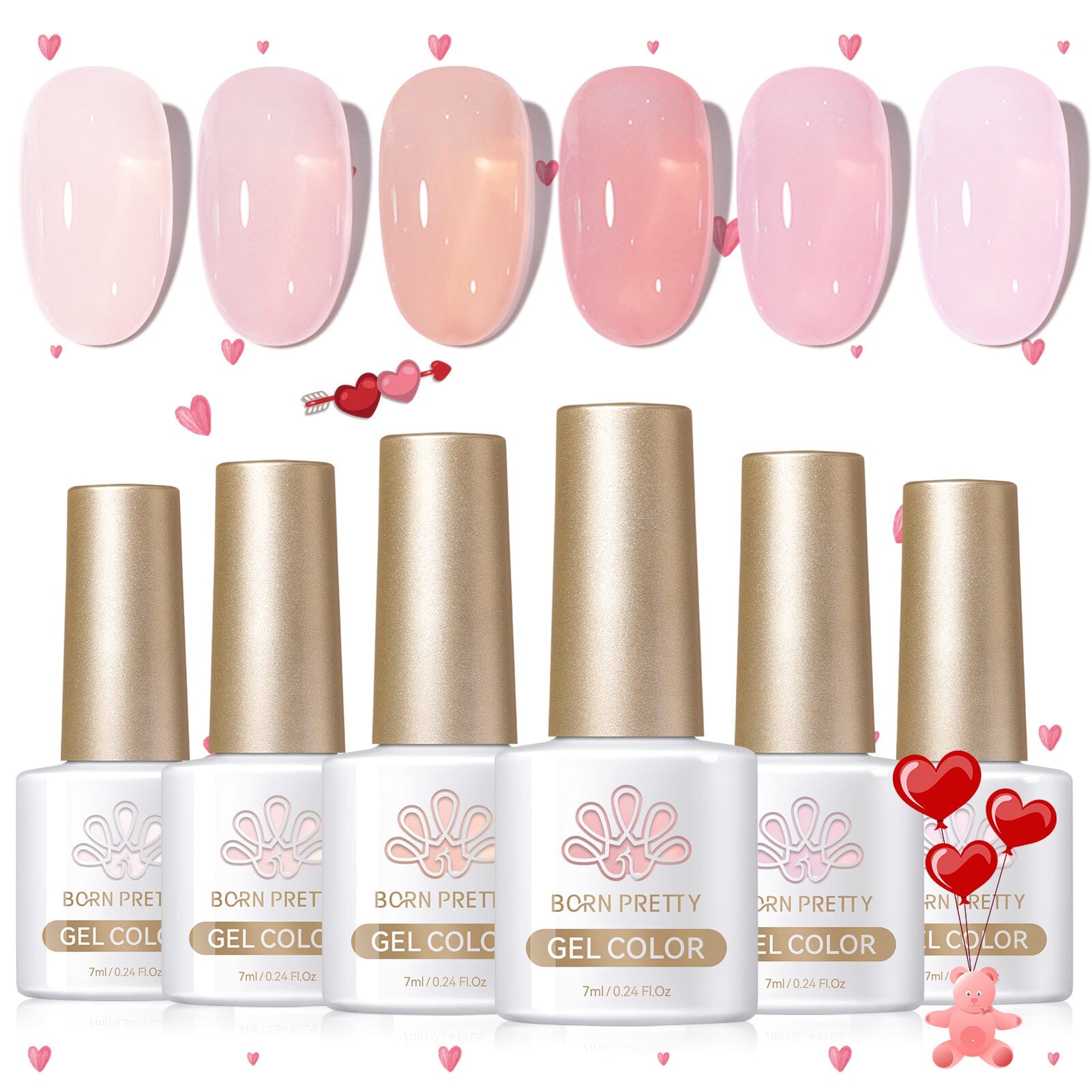 6 Colors Jelly Gel J16 Misty Rose 7ml Gel Nail Polish BORN PRETTY 