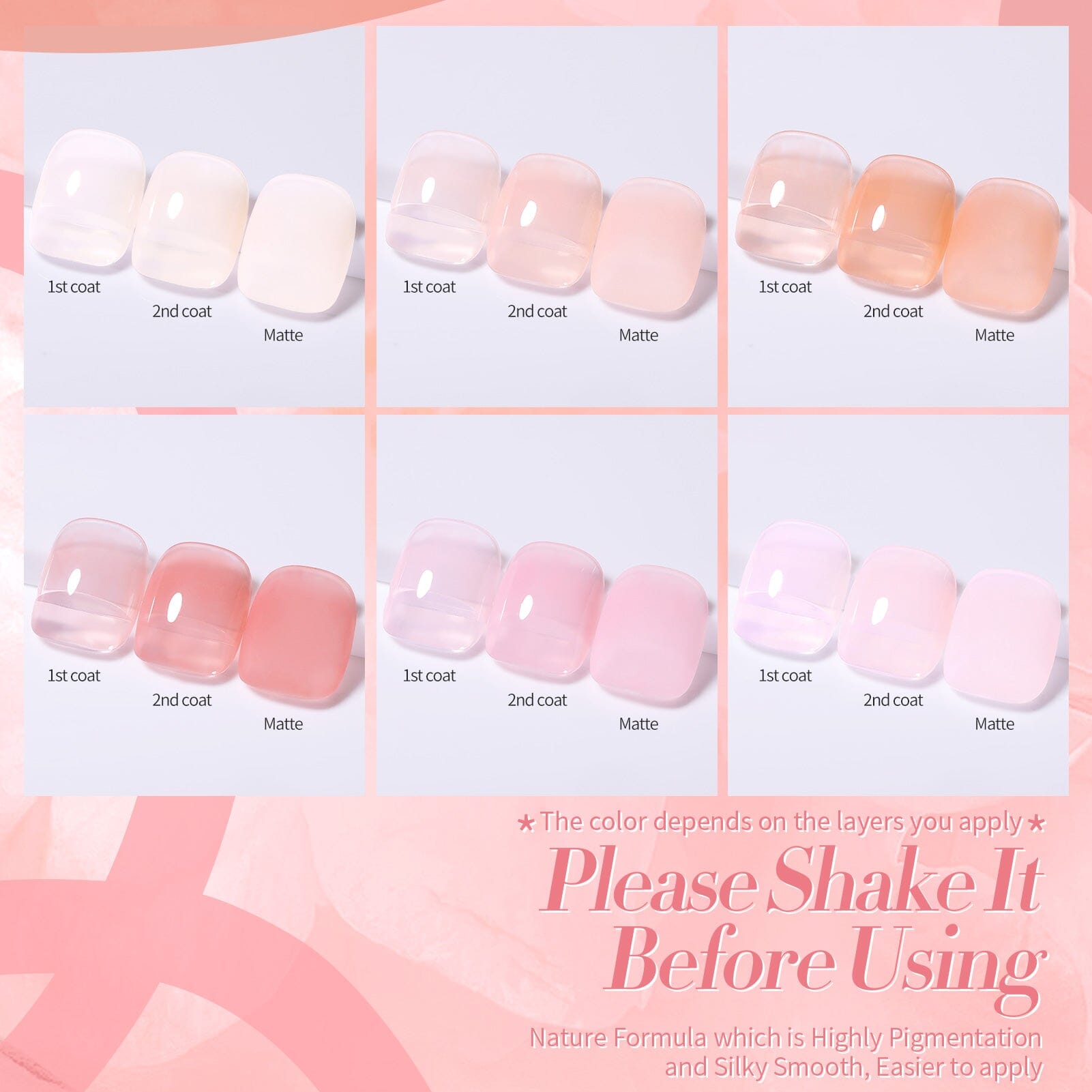 6 Colors Misty Rose Semi Jelly Gel Polish Set 7ml Gel Nail Polish BORN PRETTY 
