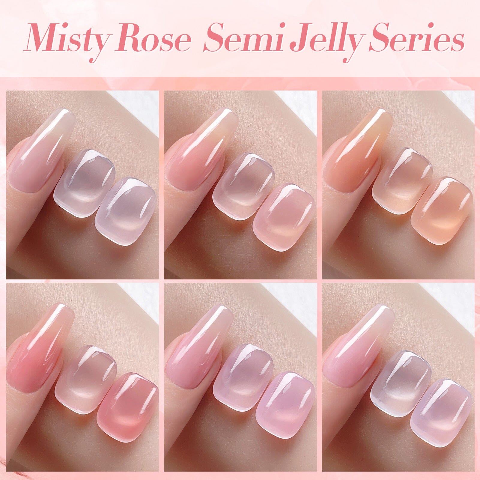6 Colors Misty Rose Semi Jelly Gel Polish Set 7ml Gel Nail Polish BORN PRETTY 