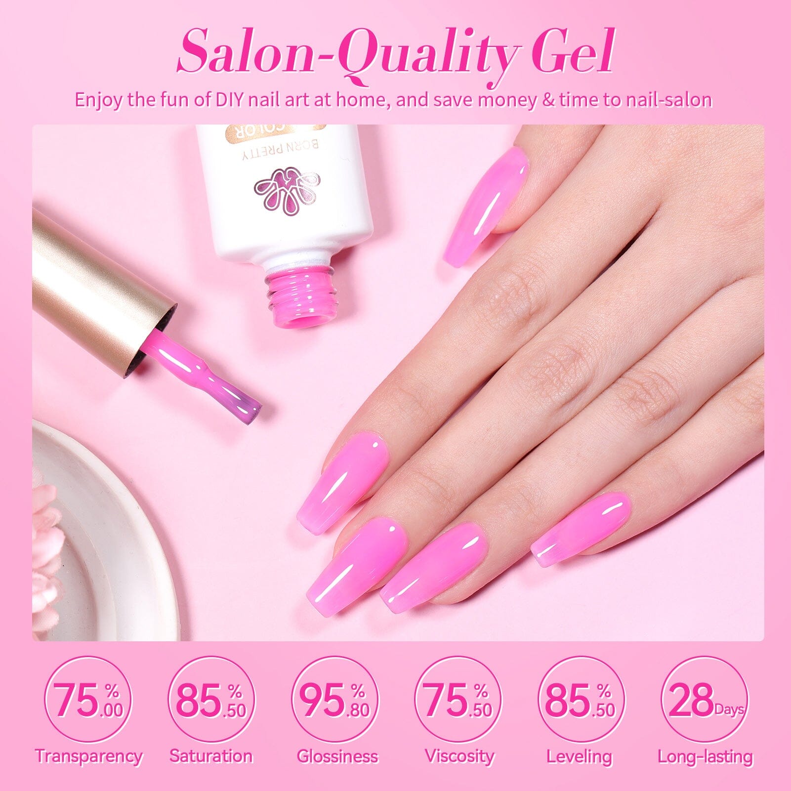 6 Colors Pink Muse Milky Jelly Gel Polish Set 7ml Gel Nail Polish BORN PRETTY 