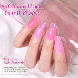 6 Colors Pink Muse Milky Jelly Gel Polish Set 7ml Gel Nail Polish BORN PRETTY 