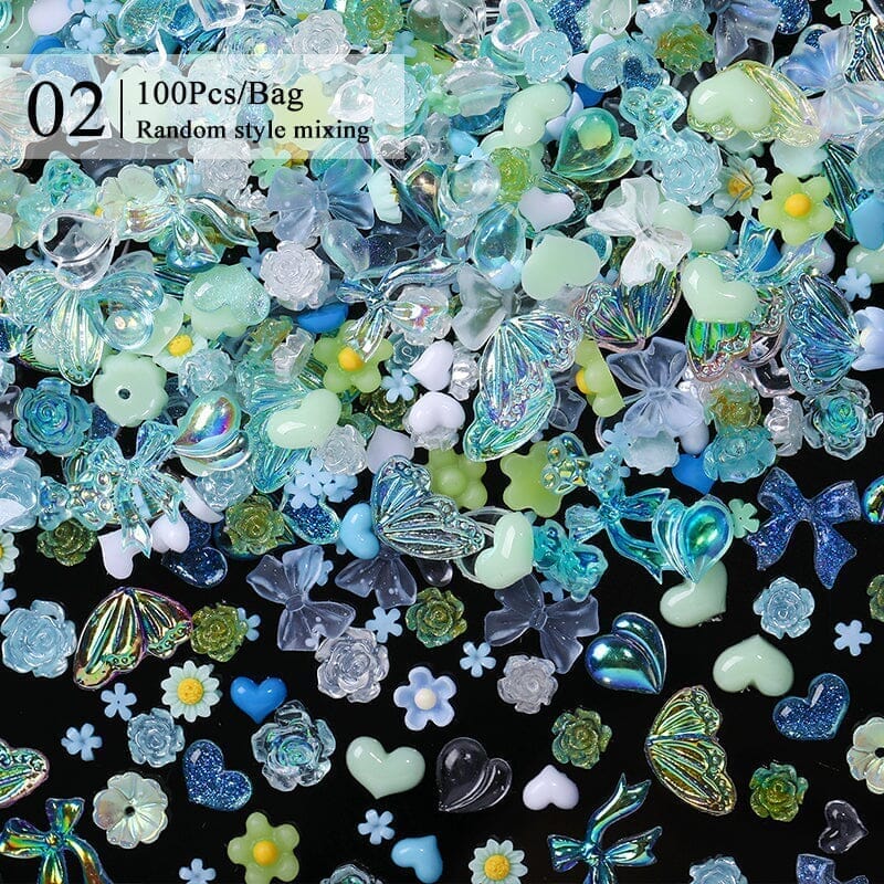 100pcs Random Mixed 3D Nail Decoration #06 Nail Decoration No Brand 