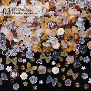 100pcs Nail Decoration Pearl Charms Mixed Nail Decoration No Brand 
