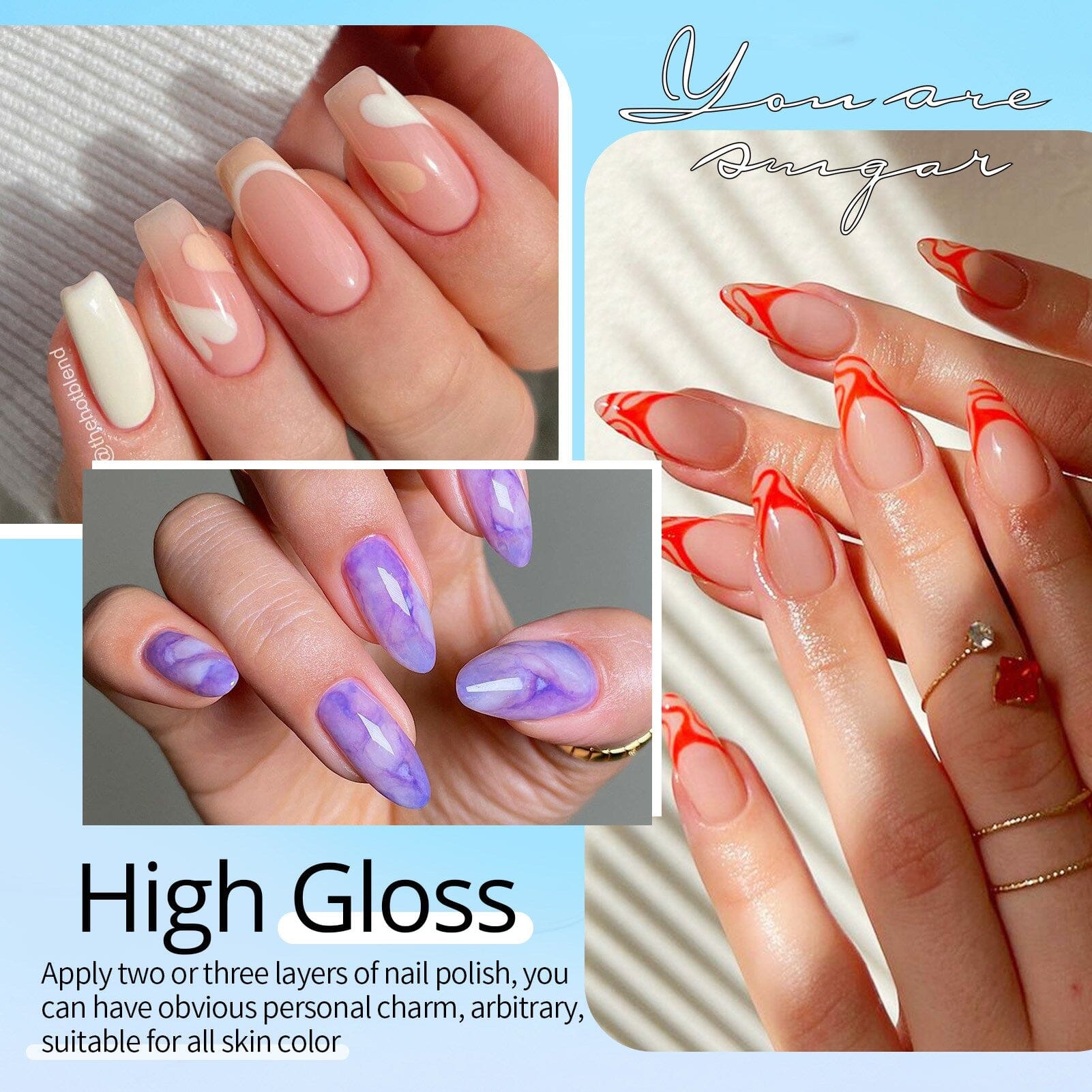 4pcs Gel Set Base Top Primer Dehydrator 7ml Base & Top Coat UR SUGAR 