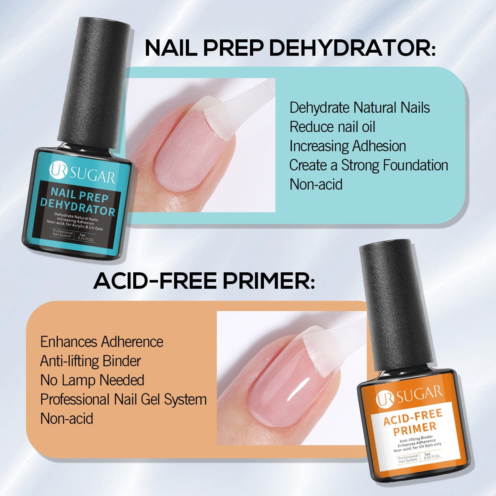 4pcs Gel Set Base Top Primer Dehydrator 7ml Base & Top Coat UR SUGAR 
