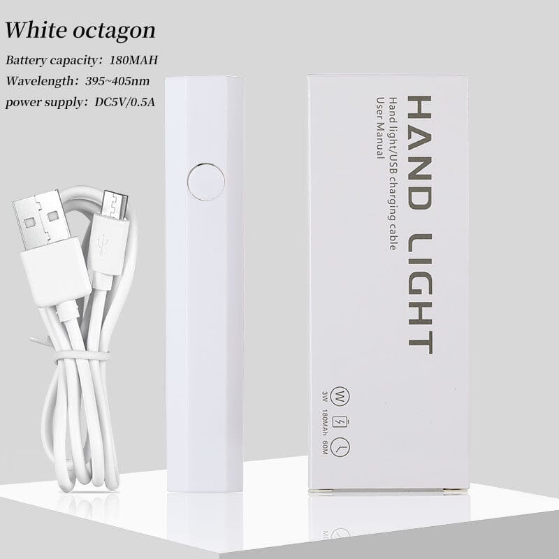 Hand Light Nail Lamp USB Rechargeable 3W Tools & Accessories No Brand White Octagon 