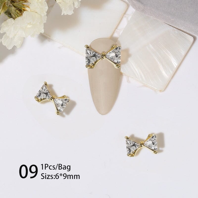 Bowknot Zircon 3D Nail Decoration #09 Clearance No Brand 