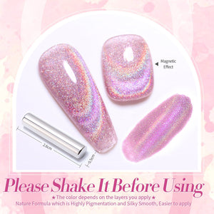 Pink Iridescent Reflective Cat Magnetic Gel 15ml Gel Nail Polish BORN PRETTY 