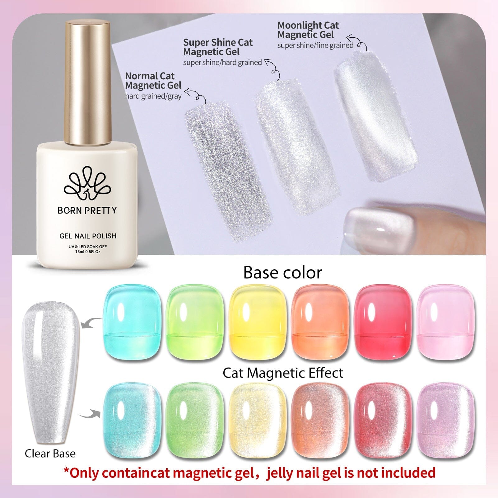 Moonlight Cat Magnetic Gel 15ml Gel Nail Polish BORN PRETTY 
