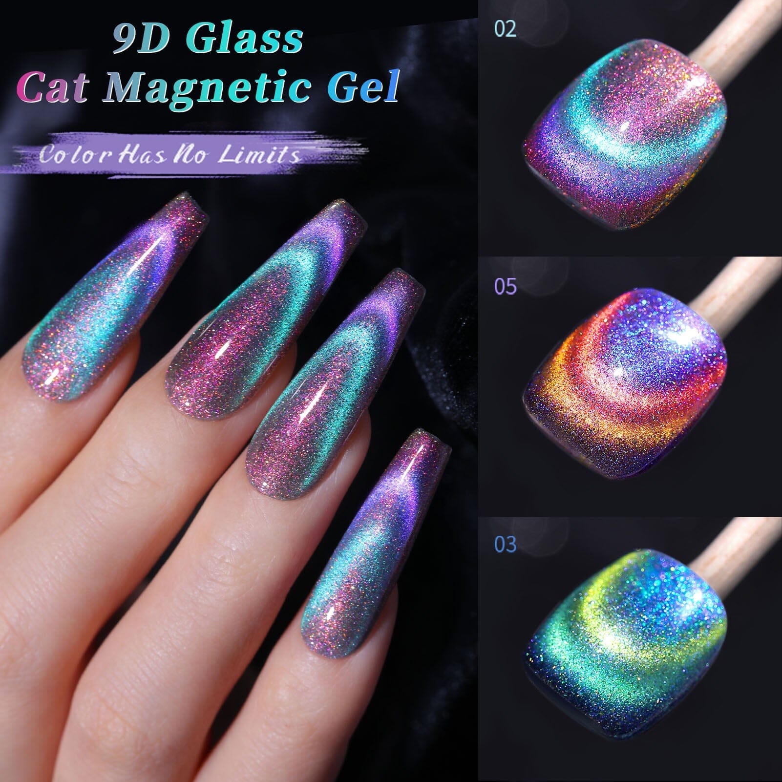 [US ONLY] 6 Colors 9D Glass Cat Megnetic Gel Set 7ml Gel Nail Polish BORN PRETTY 