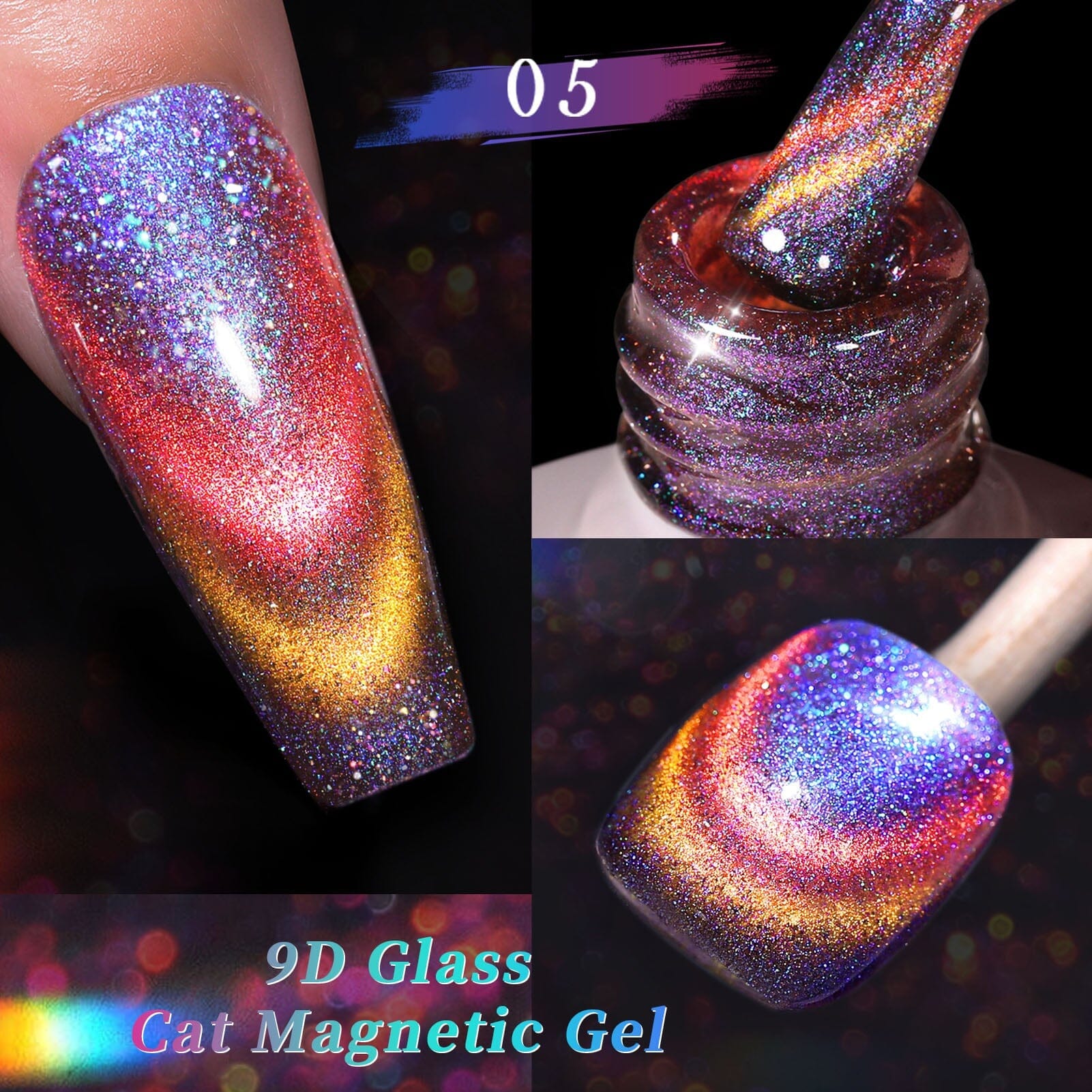 [US ONLY] 6 Colors 9D Glass Cat Megnetic Gel Set 7ml Gel Nail Polish BORN PRETTY 
