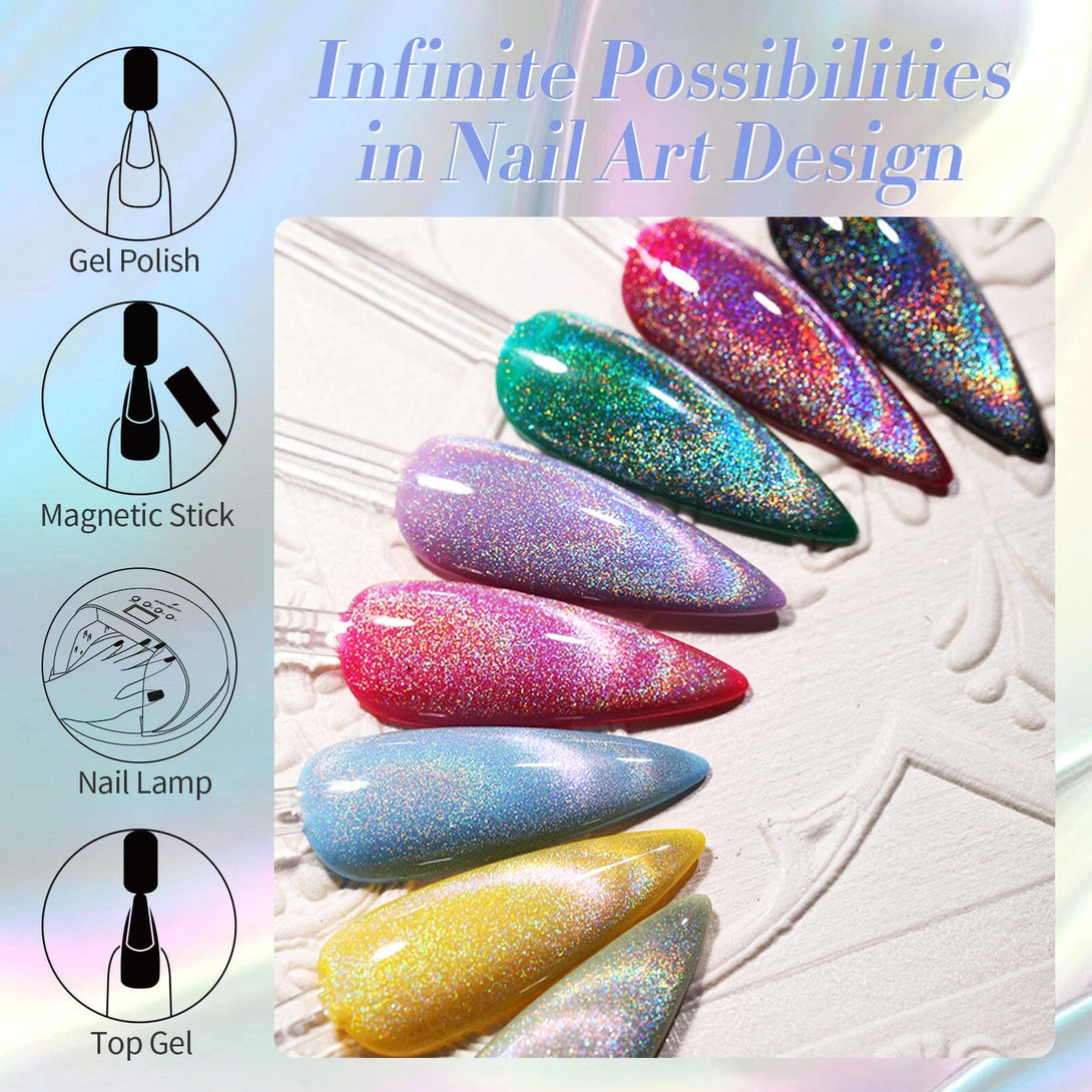 Iridescent Rainbow Cat Magnetic Gel 15ml Gel Nail Polish BORN PRETTY 