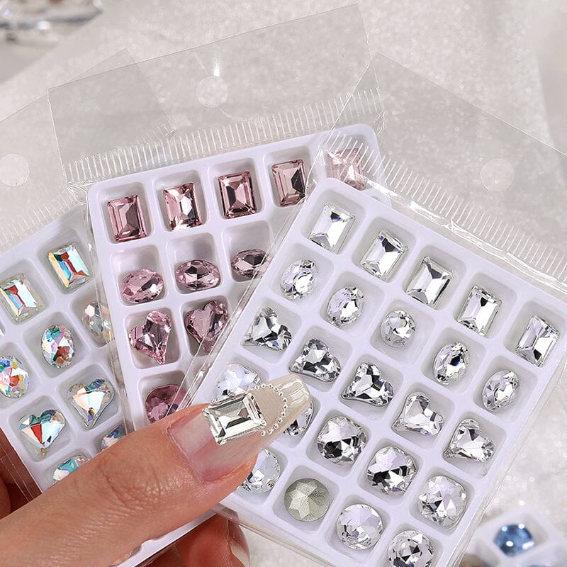 25pcs/box Mixed Shape Rhinestones #01 White Nail Art No Brand 