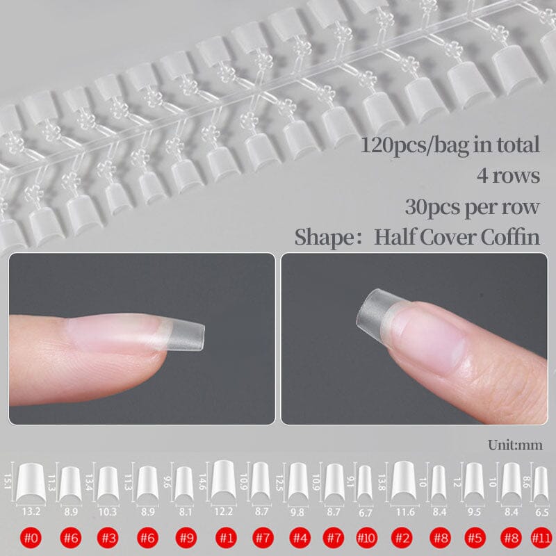 120pcs Coffin Half Cover Matte False Nail Tips Nail Tips No Brand 