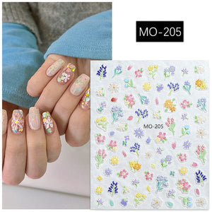 Flowers 3D Nail Sticker MO-205 Nail Art No Brand 