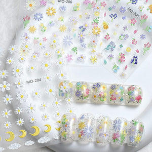 Flowers 3D Nail Sticker MO-204 Nail Art No Brand 