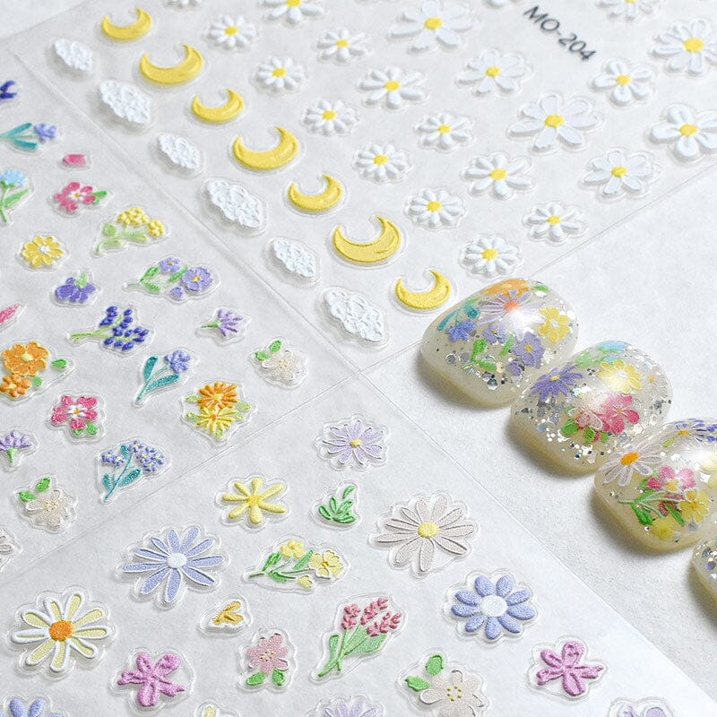 Flowers 3D Nail Sticker MO-204 Nail Art No Brand 