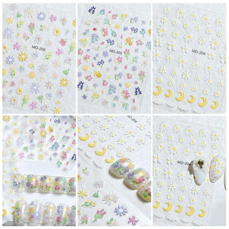 Flowers 3D Nail Sticker MO-204 Nail Art No Brand 