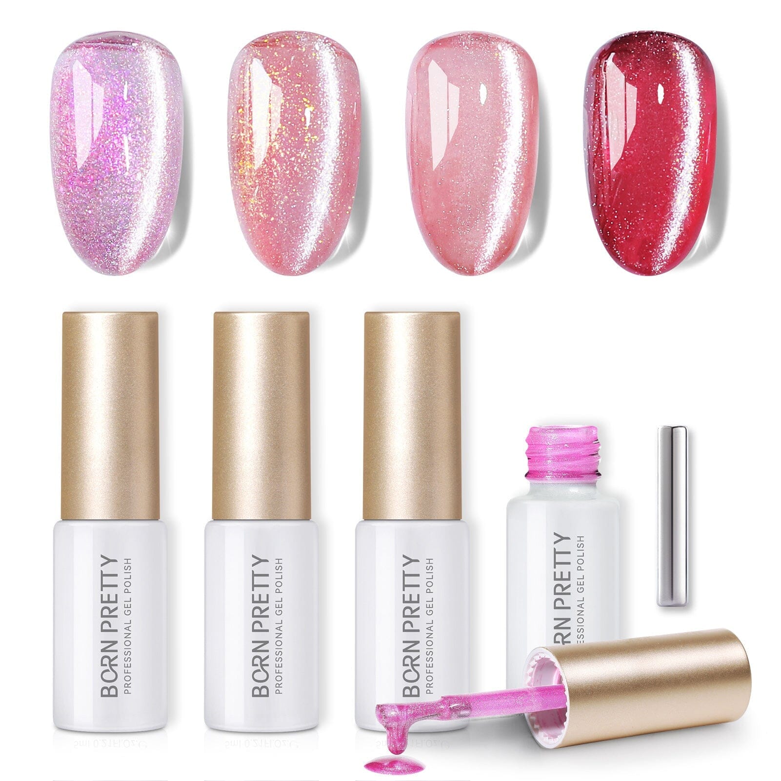 🎁 4 Colors Cat Magnetic Gel Polish Set Jelly Pink Auroras 5ml (100% off) BORN PRETTY 