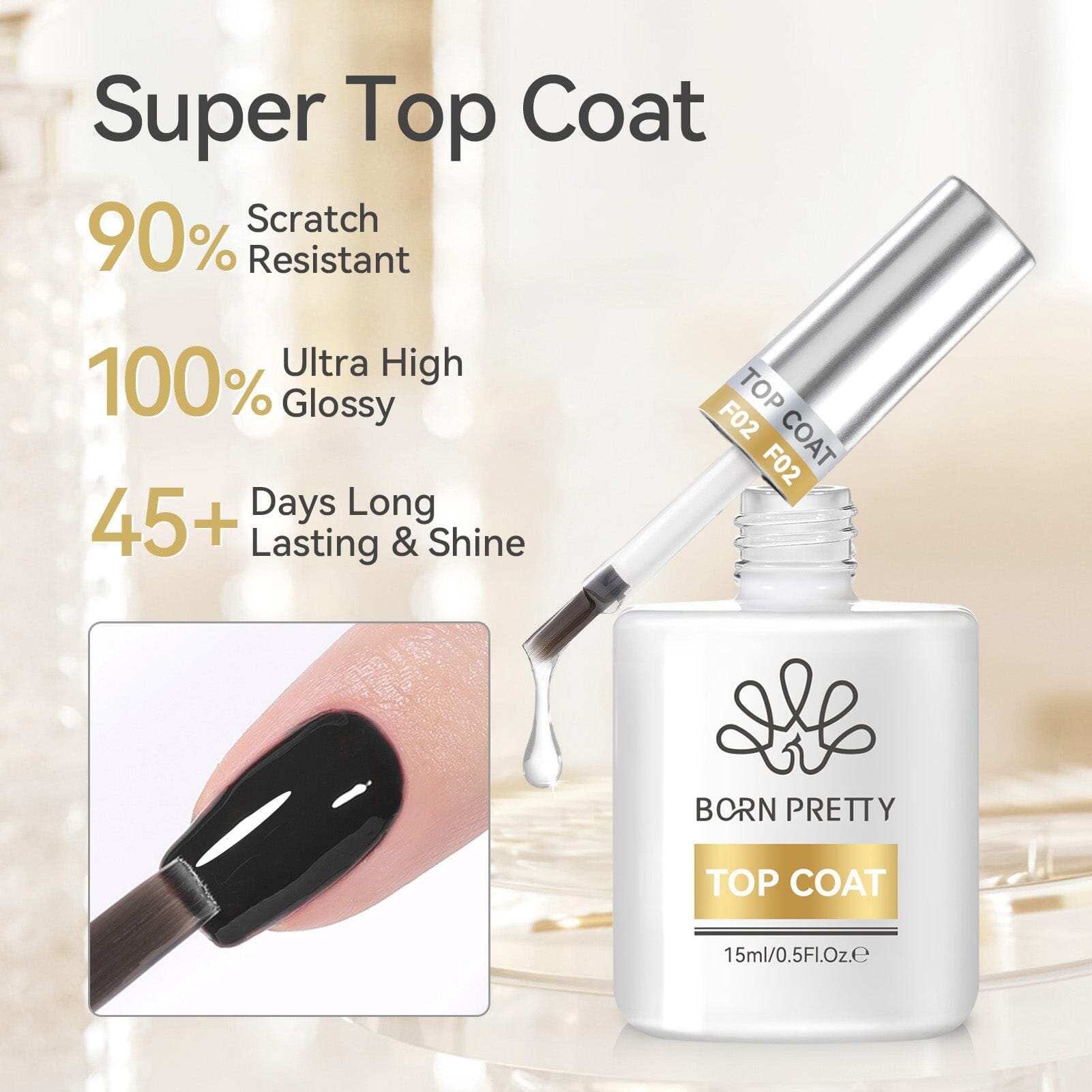 Super Top Coat 15ml Gel Nail Polish BORN PRETTY 