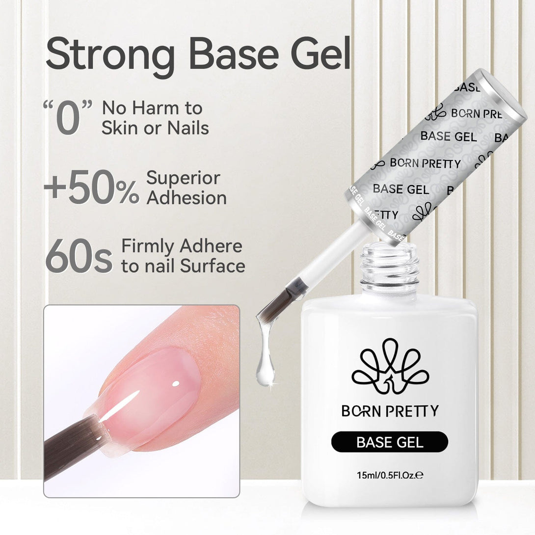 2 Bottles Base Gel Super Top Coat Set 15ml Gel Nail Polish BORN PRETTY 