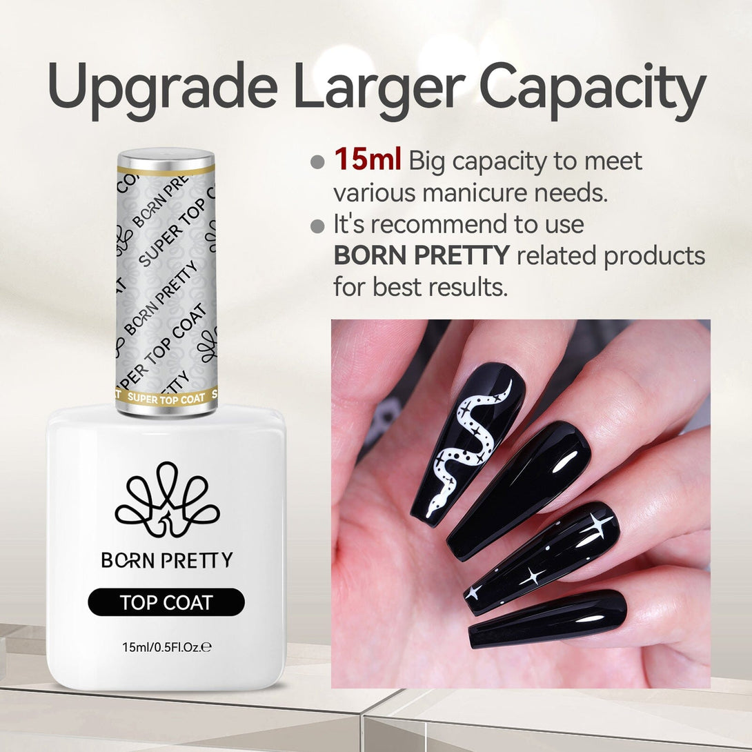 2 Bottles Base Gel Super Top Coat Set 15ml Gel Nail Polish BORN PRETTY 