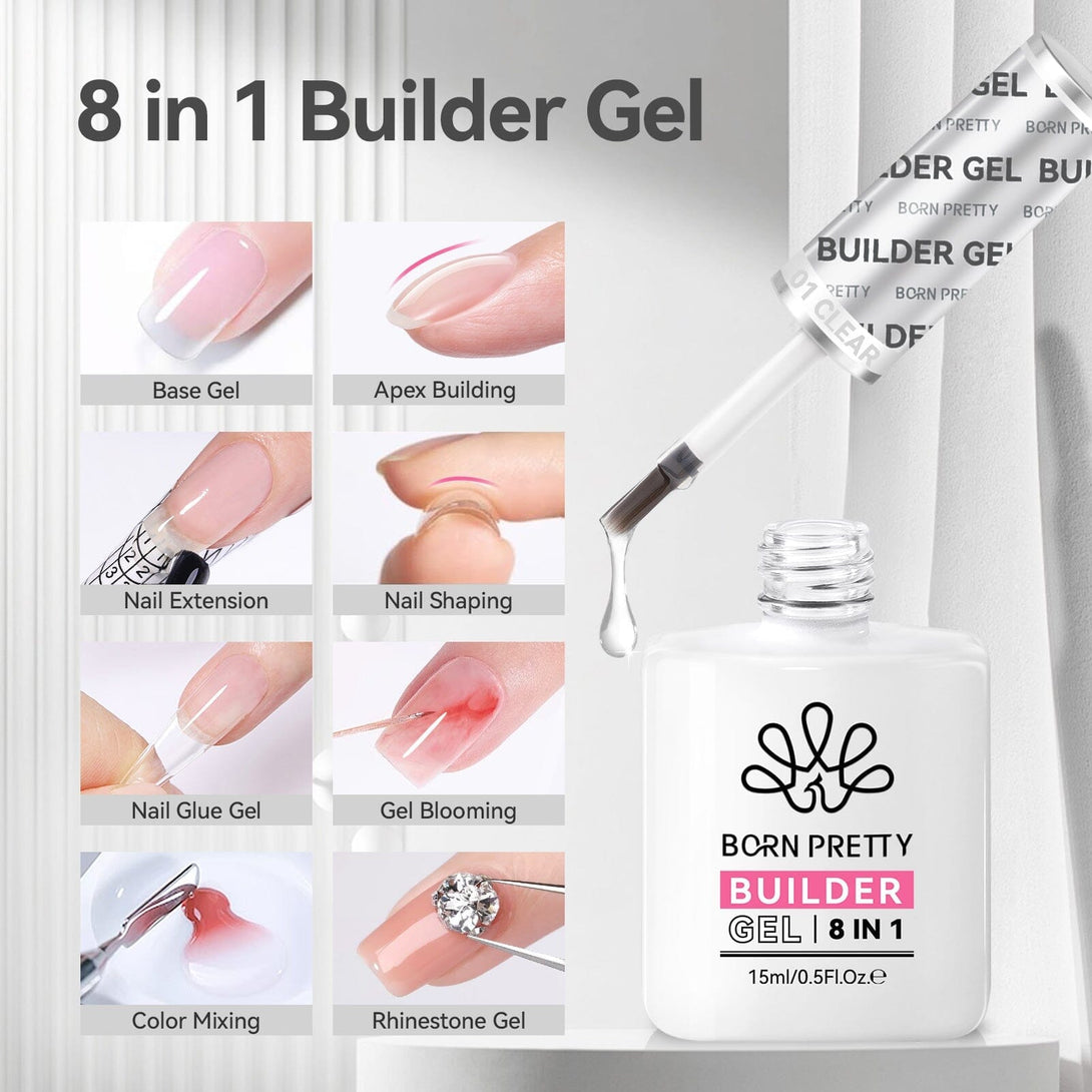 Clear 8 in 1 Builder Gel BG01 15ml Gel Nail Polish BORN PRETTY 