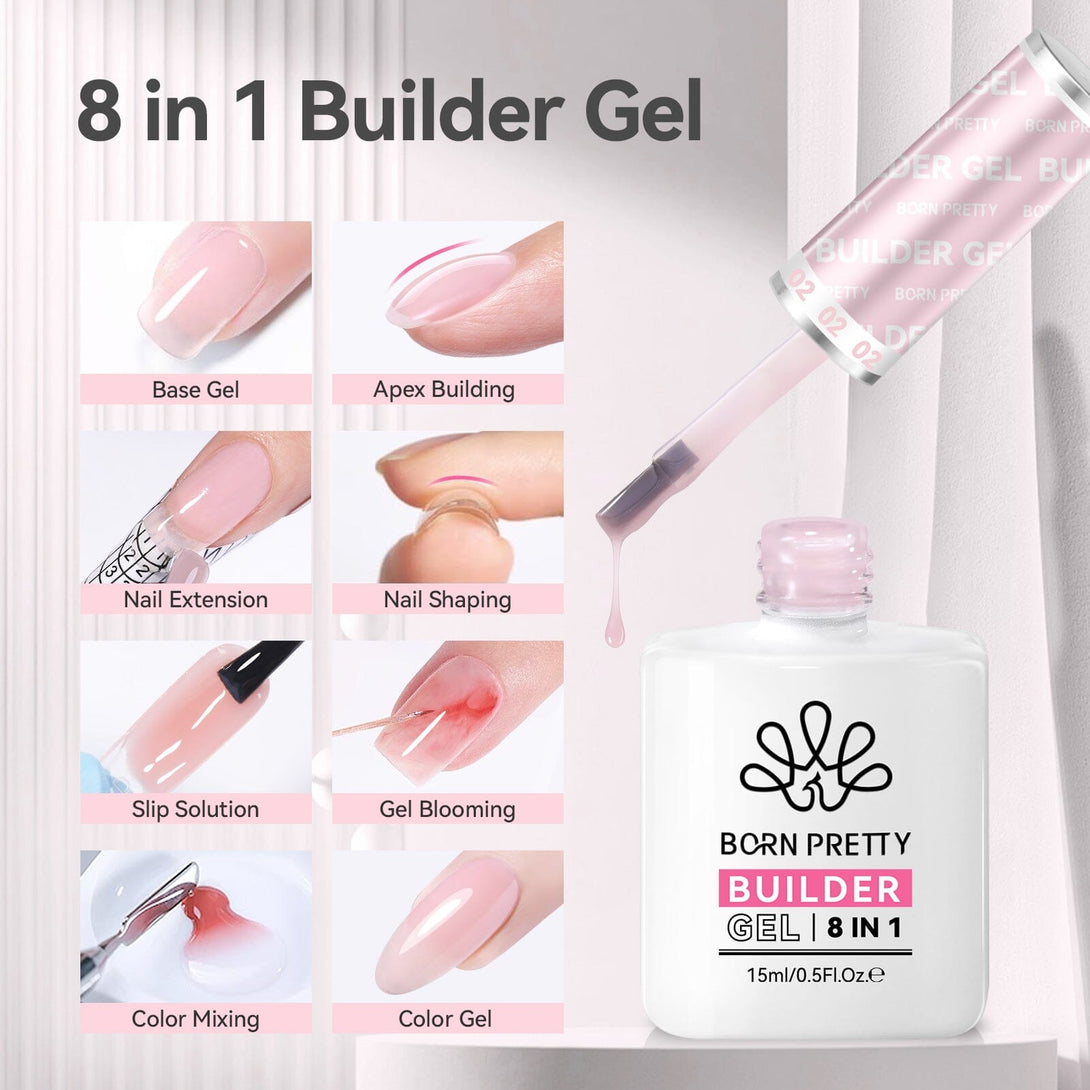 Pink 8 in 1 Builder Gel BG02 15ml Gel Nail Polish BORN PRETTY 
