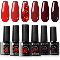 6 Colors Gel Set Red Sass 7ml Gel Nail Polish UR SUGAR 