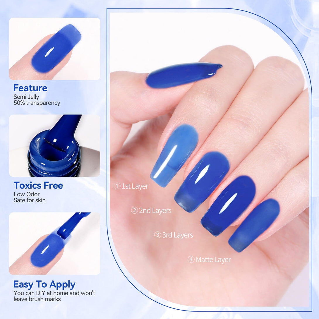 Blue Hema-Free Semi Jelly Gel Polish #13 15ml Gel Nail Polish BORN PRETTY 
