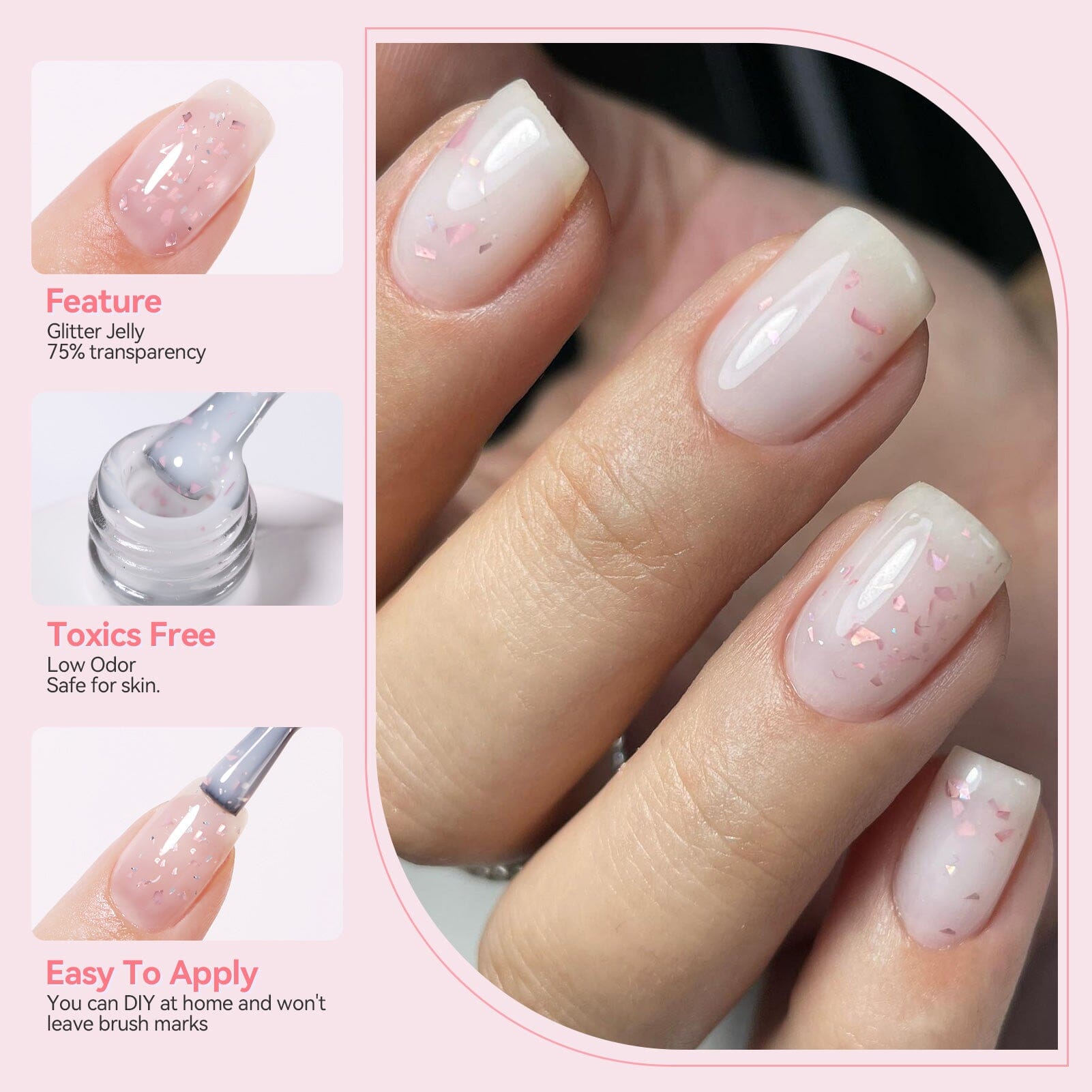 Hema-Free Glitter Jelly Gel Polish #10 15ml Clearance BORN PRETTY 