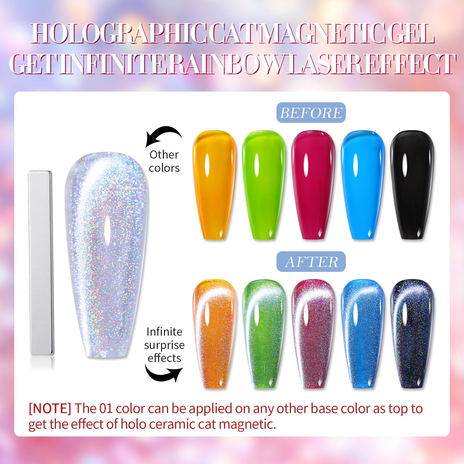 6 Colors Iridescent Ceramic Cat Magnetic Gel 7ml Gel Nail Polish BORN PRETTY 