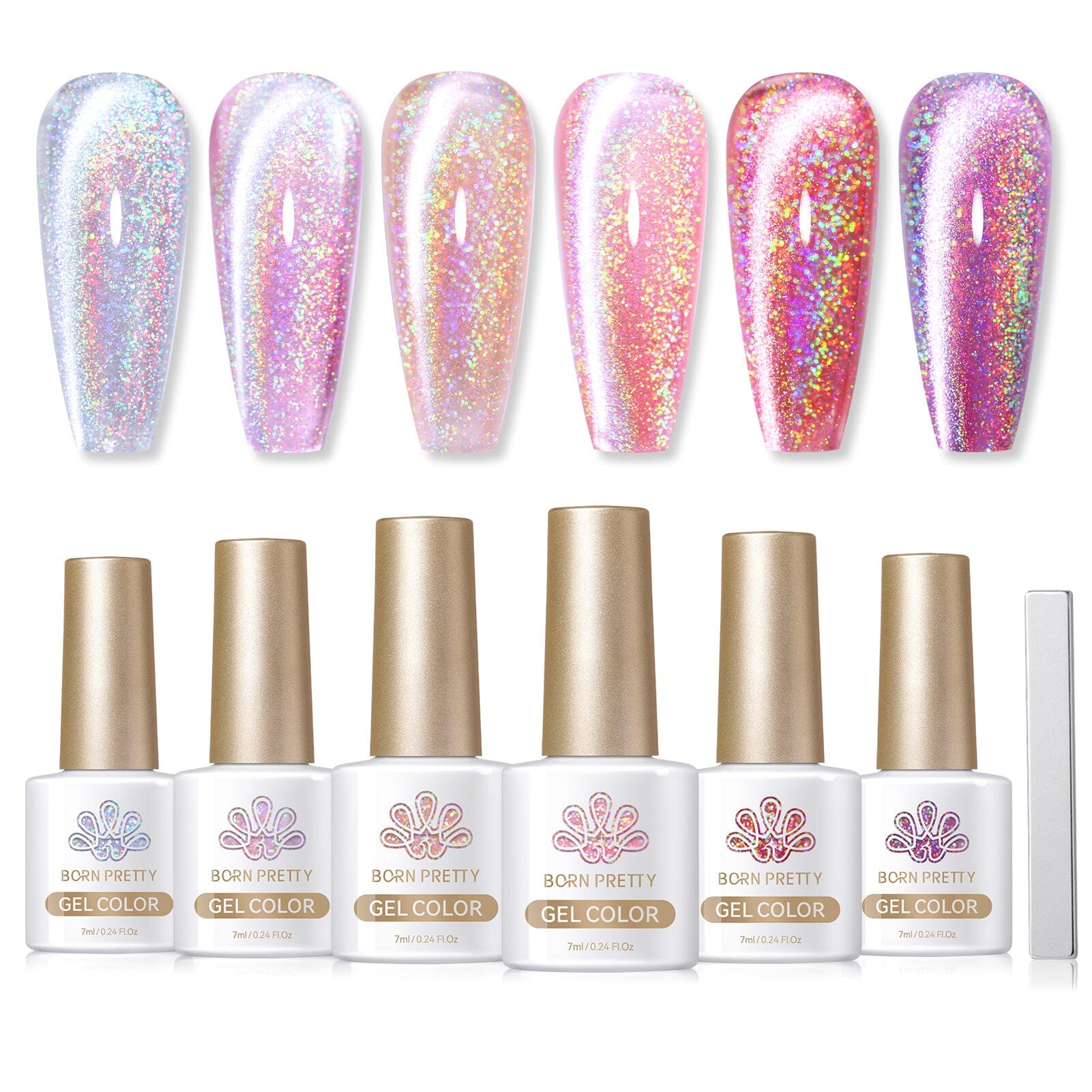 6 Colors Cat Magnetic Gel Iridescent Ceramic 7ml Gel Nail Polish BORN PRETTY 