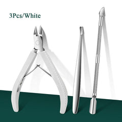 3pcs Nail Cuticle Tools Kit Tools & Accessories No Brand White 
