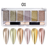 6 Grids Metallic Mirror Chrome Nail Powder Nail Powder No Brand 01 