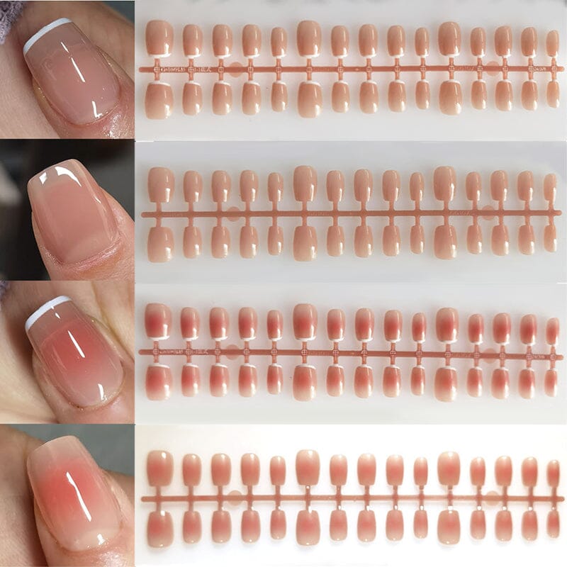30pcs 15 Sizes Short Square Blush Gradient False Nail Tips Press on Nails Tools & Accessories No Brand 