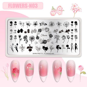 Stamping Plate FLOWERS-N03 Nail Stamping BORN PRETTY 