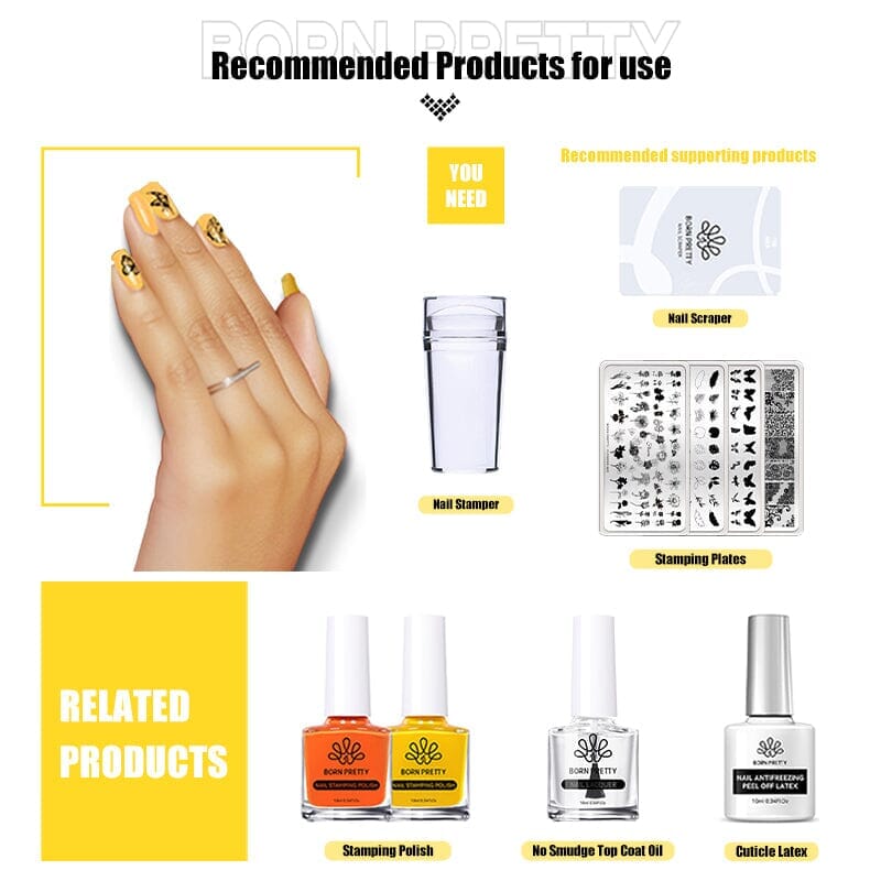 Rectangle Nail Stamping Plates Stamping Nail BORN PRETTY 