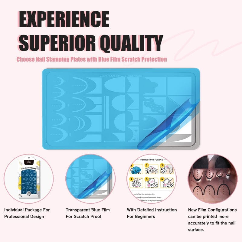 Rectangle Nail Stamping Plates Stamping Nail BORN PRETTY 