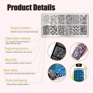 Nail Stamping Plate FLOWERS-N03 Stamping Nail BORN PRETTY 