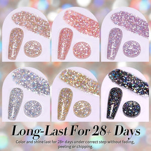 6 Colors Glitter Reflective Gel Polish Set Dream Star 10ml Gel Nail Polish BORN PRETTY 