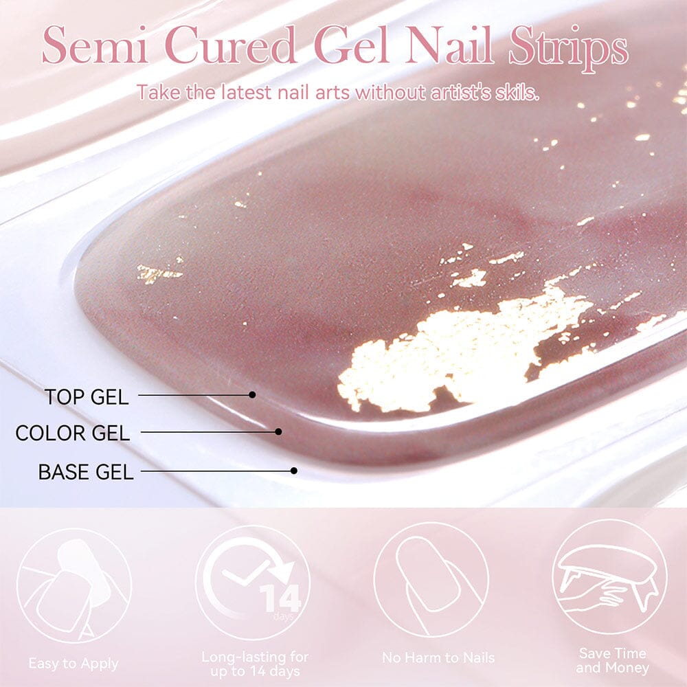 [US ONLY] 20 Tips White Pink Semi-Cured Gel Nail Strips N031 Nail Sticker Harunouta 