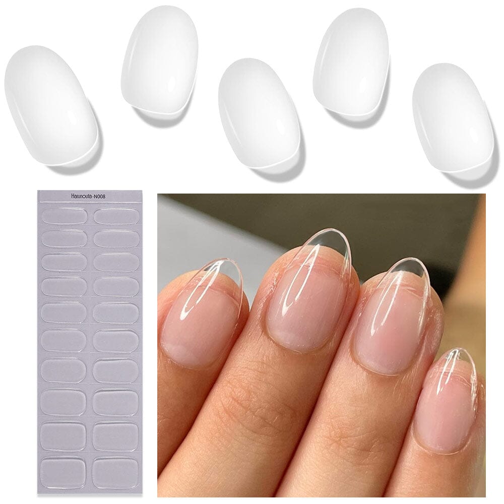 [US ONLY] 20 Tips Clear Semi-Cured Gel Nail Strips N08 Nail Sticker Harunouta 