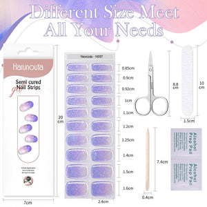 [US ONLY] 20 Tips Purple Shimmer Semi-Cured Gel Nail Strips N037 Nail Sticker Harunouta 