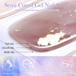 [US ONLY] 20 Tips Purple Shimmer Semi-Cured Gel Nail Strips N037 Nail Sticker Harunouta 