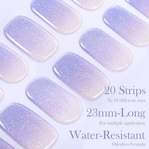 [US ONLY] 20 Tips Purple Shimmer Semi-Cured Gel Nail Strips N037 Nail Sticker Harunouta 